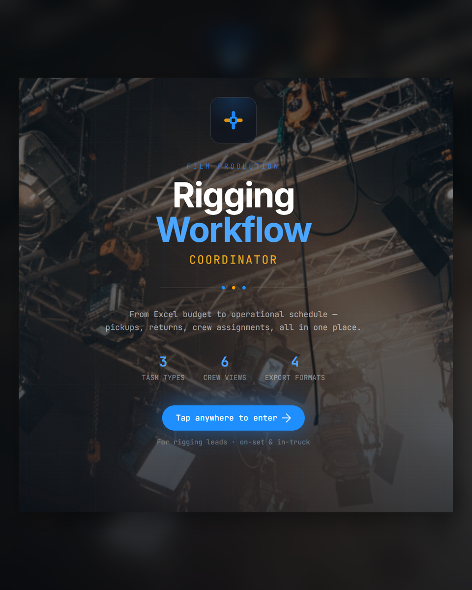 Rigging flow coordinator app splash screen