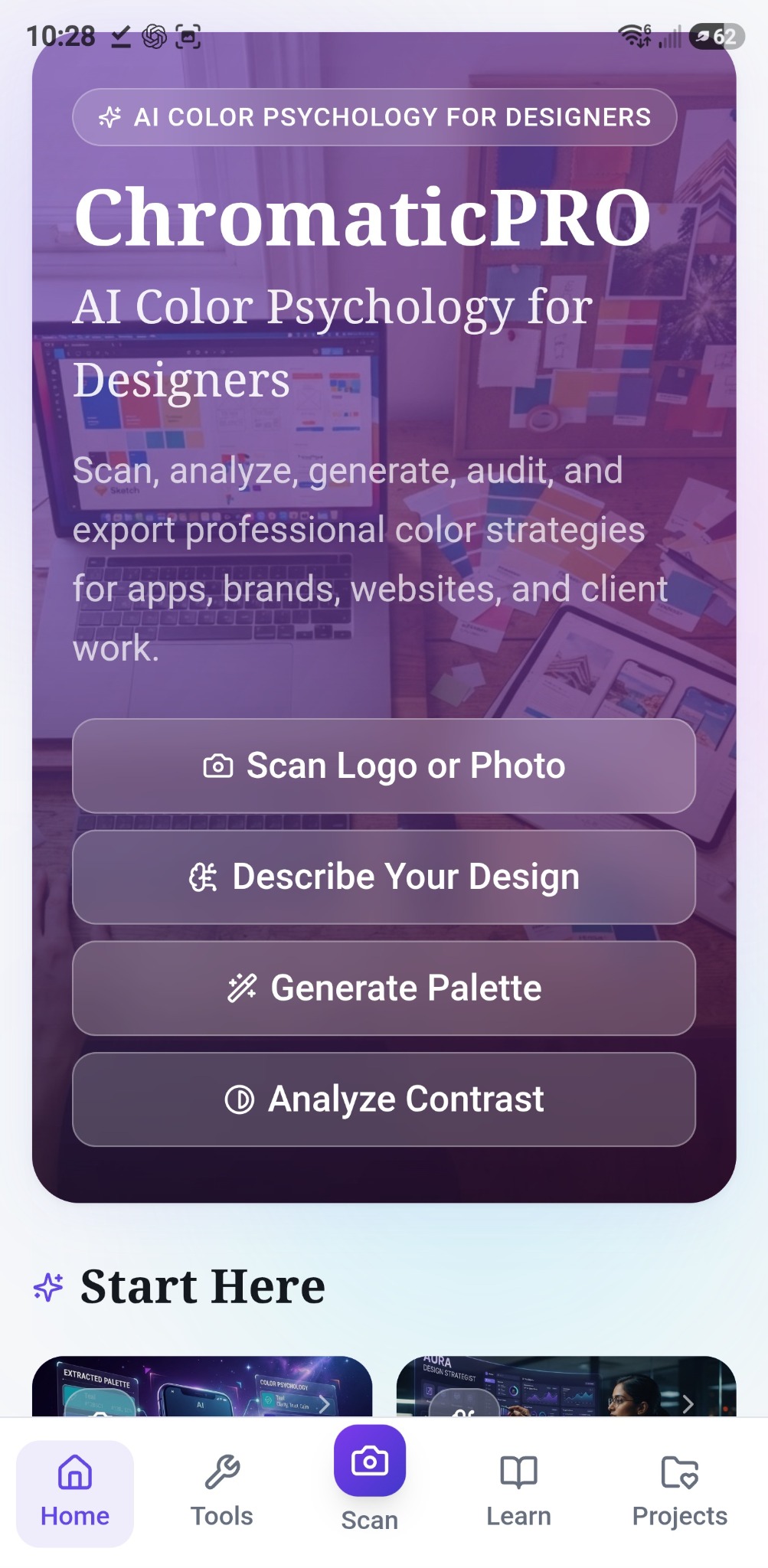 ChromaticPRO home screen