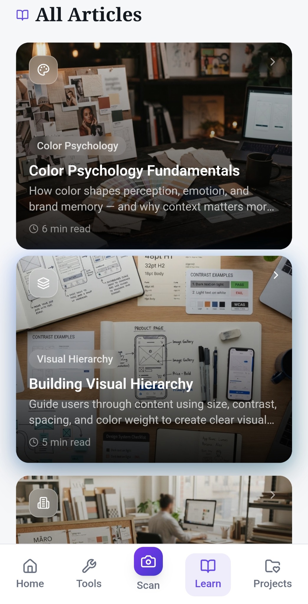 ChromaticPRO all articles screen
