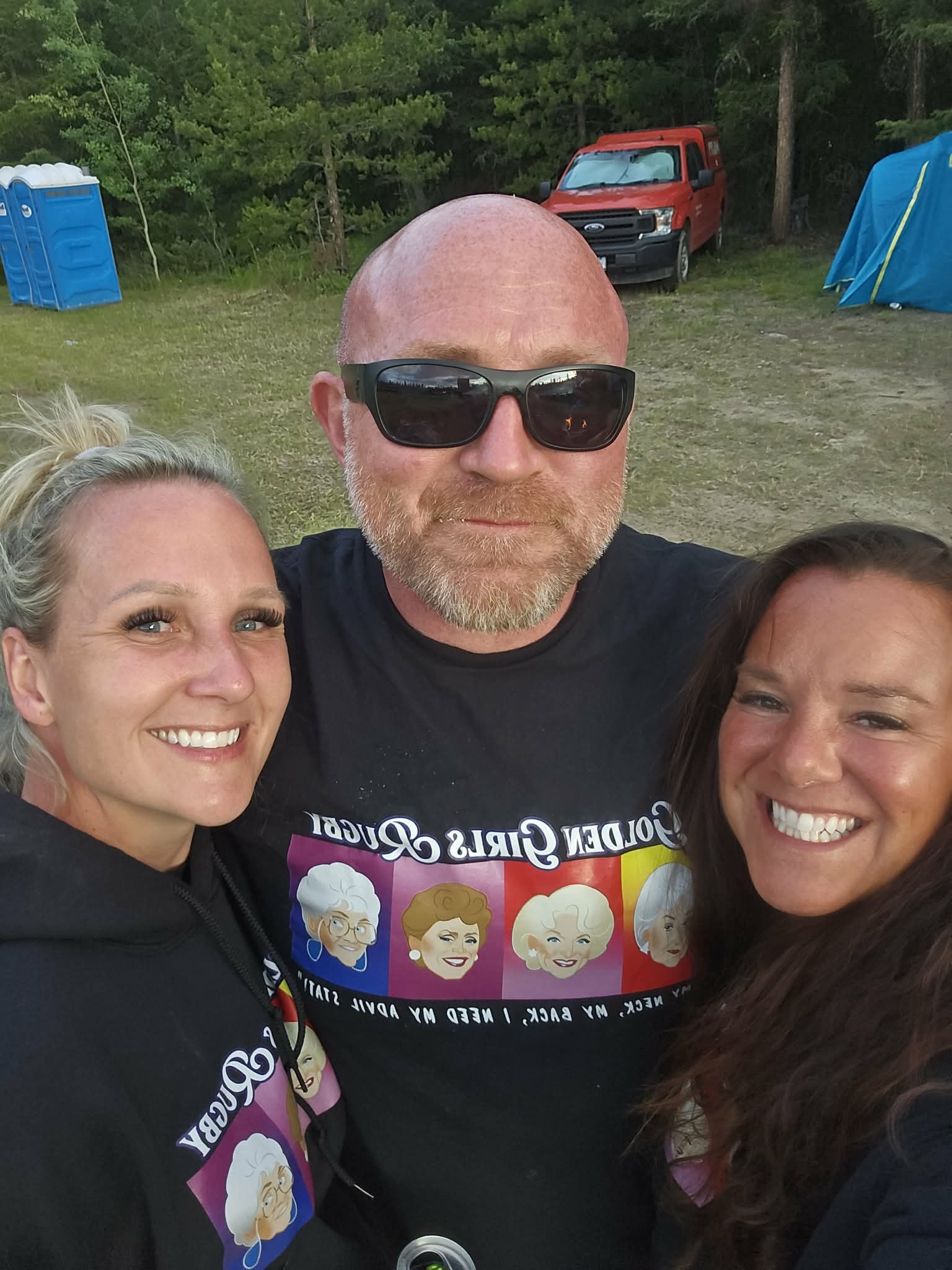 Golden Girls Rugby supporter shirt worn in a group selfie