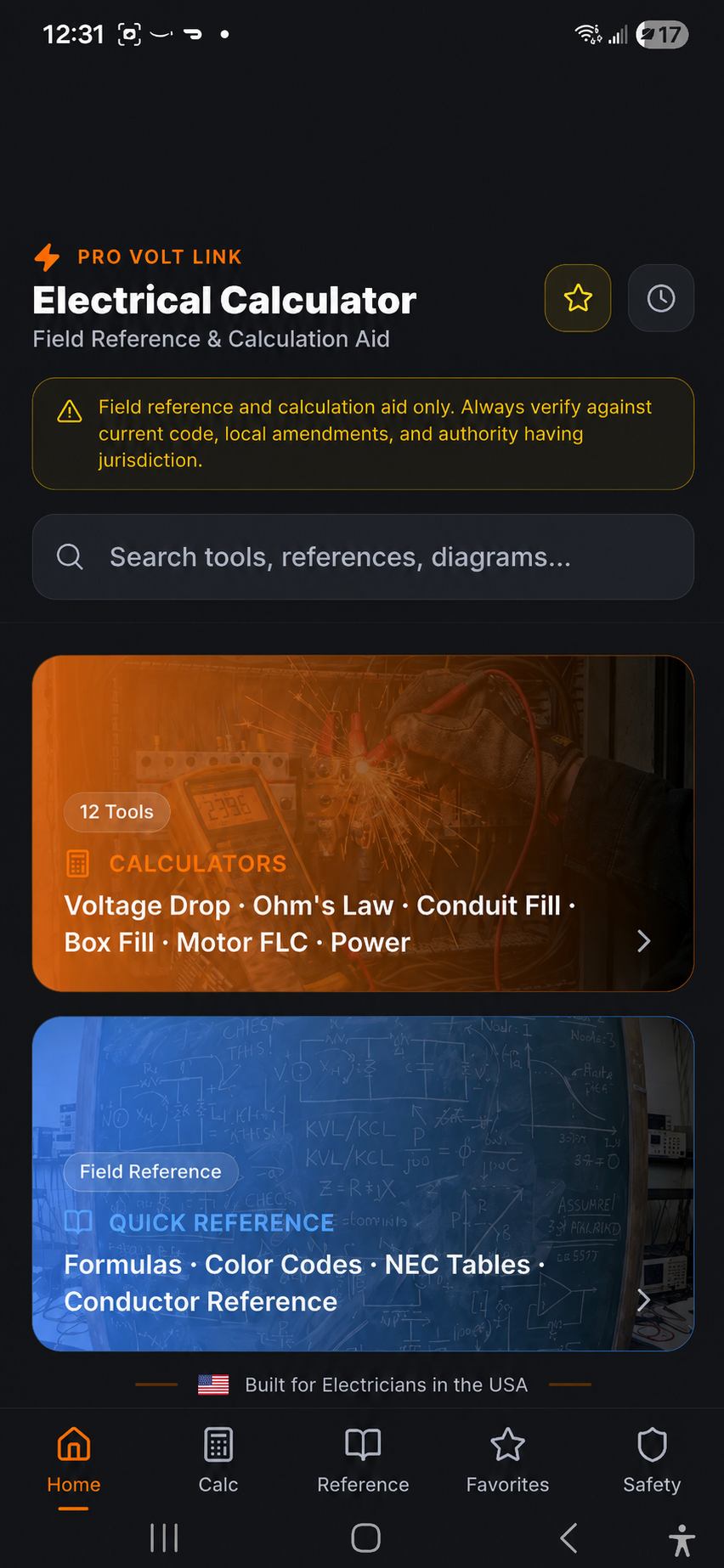 Pro Electrical Reference USA field reference tools