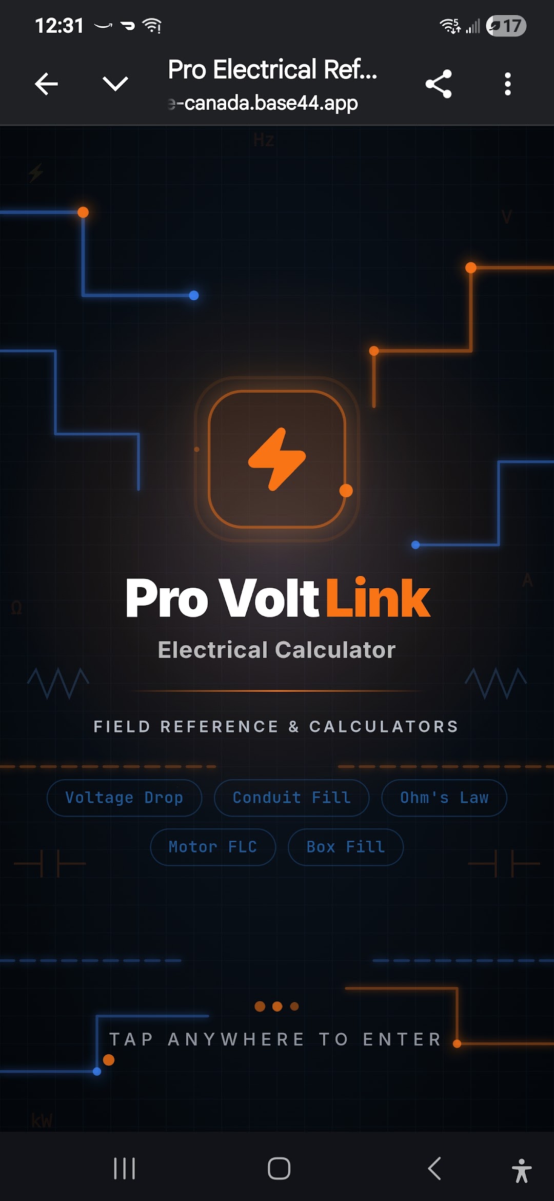 Pro Volt Link Canada home screen