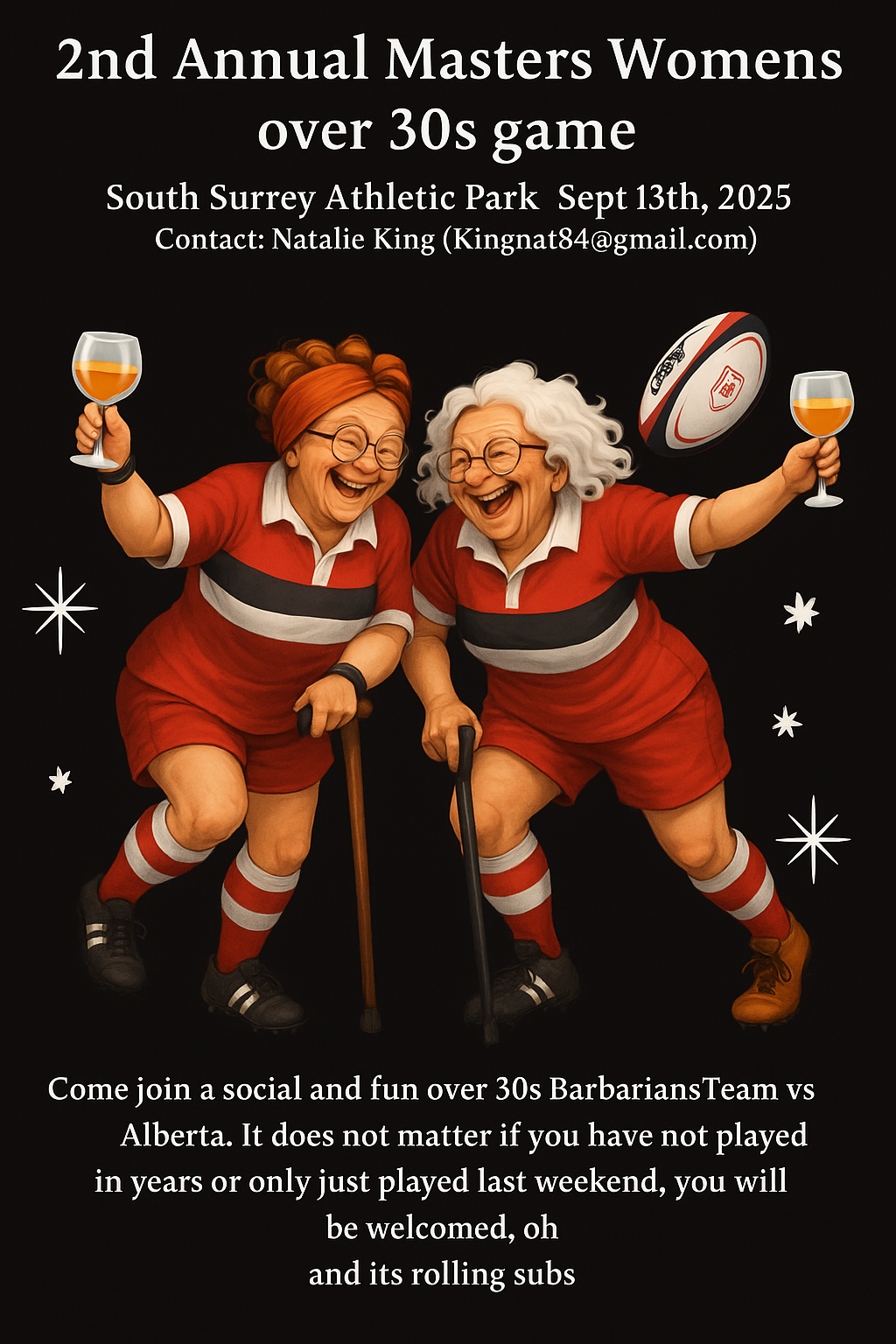 2nd Annual Masters Womens over 30s game poster