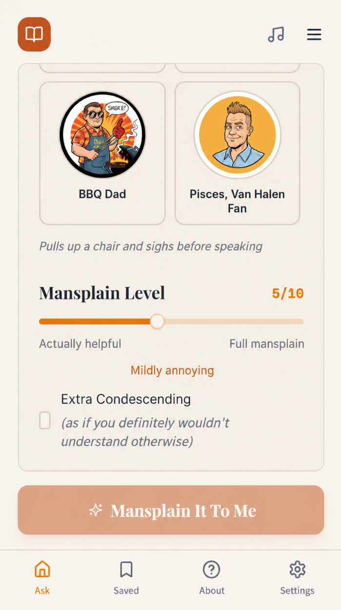 The Joy of Mansplaining more mansplainer character options