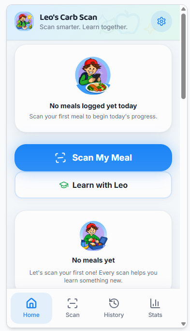 Leo's Carb Scanner home screen