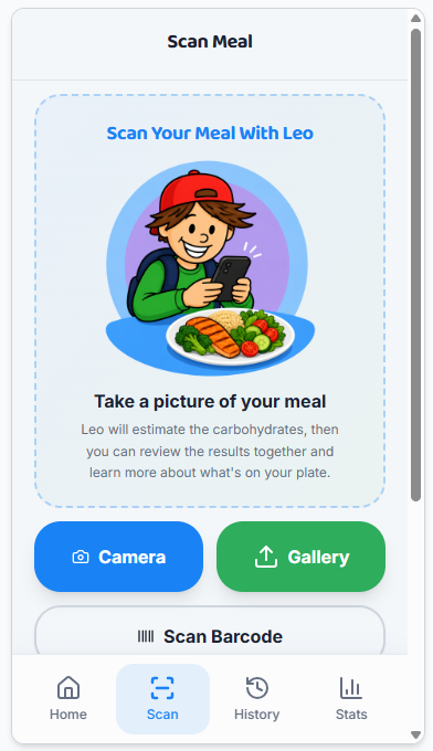 Leo's Carb Scanner meal scanning screen