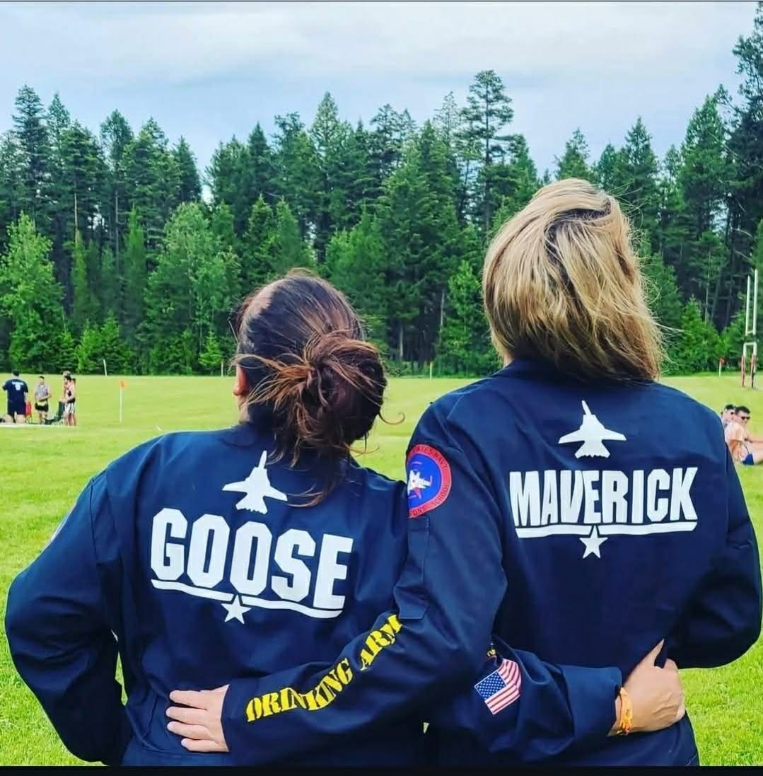 Back view of Goose and Maverick jackets