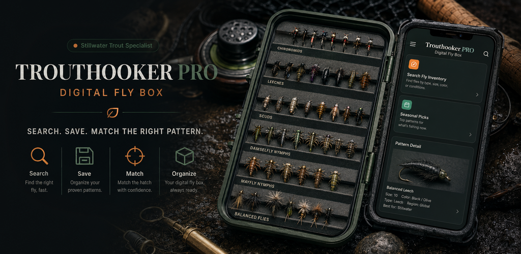 Trouthooker PRO Stillwater Digital Fly Box featured graphic